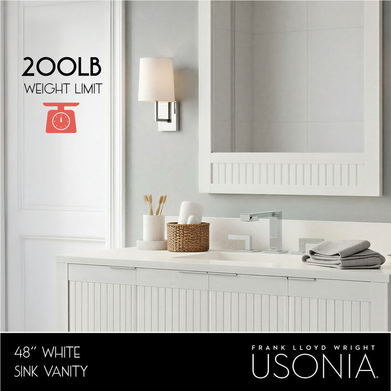 Through Lines 48" Single Bathroom Vanity, White, Single-Hole