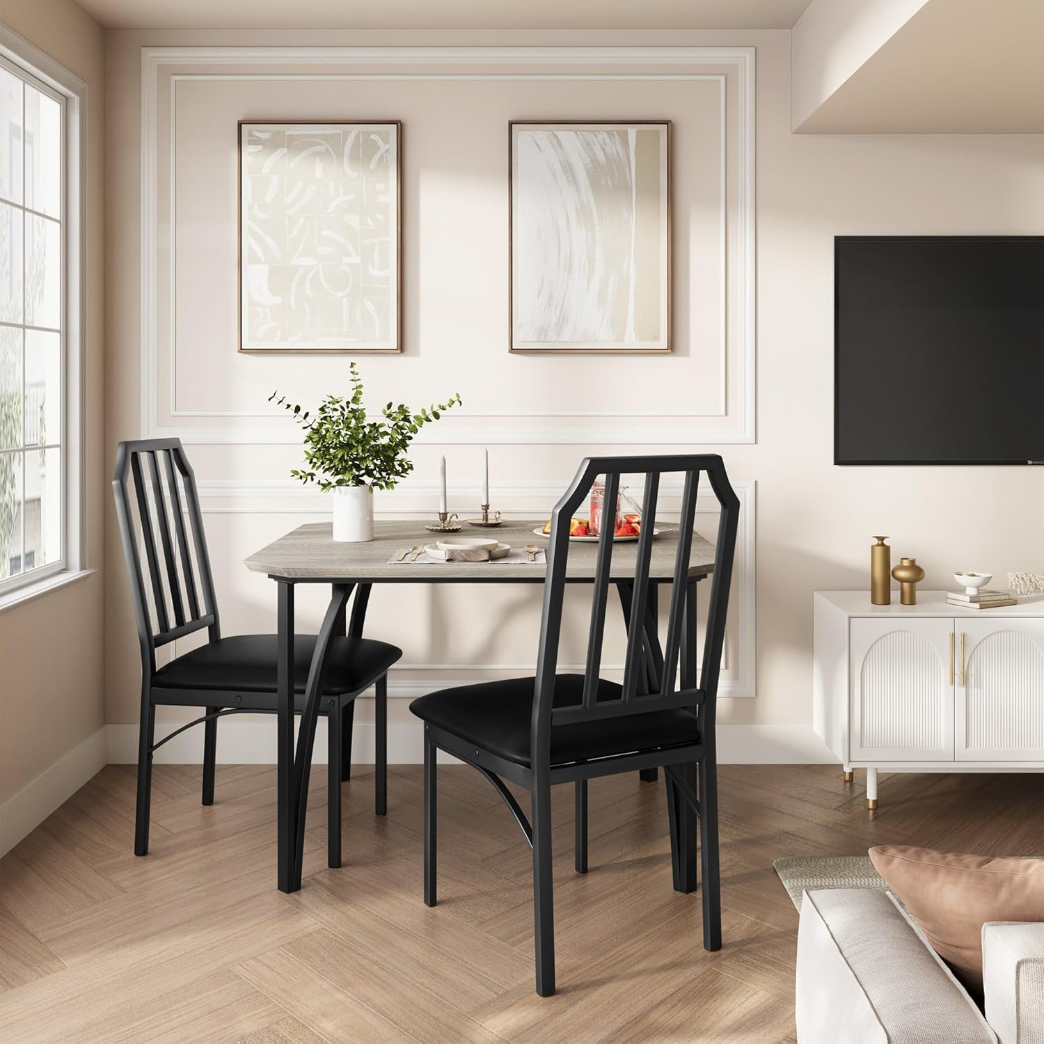 17 Stories Dining Table Set for 2, Kitchen Table Chairs Set of 2 with ...