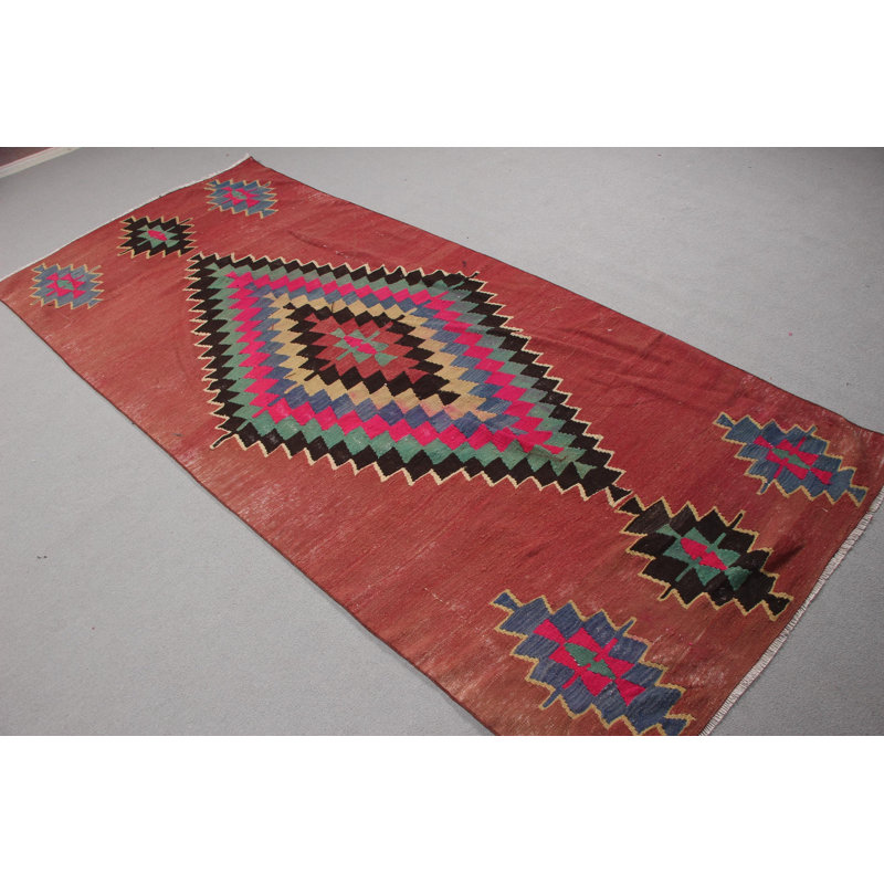 Tapis kilim Anatolian coloré coloré en mauve et multicolore pour la décoration intérieure d'une chambre à coucher
