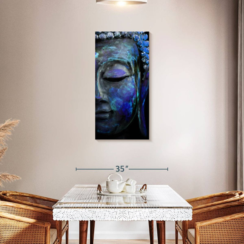 «Blue Meditating Buddha», reproduction sur toile, H 42 po x l 21 po x P 1,25 po