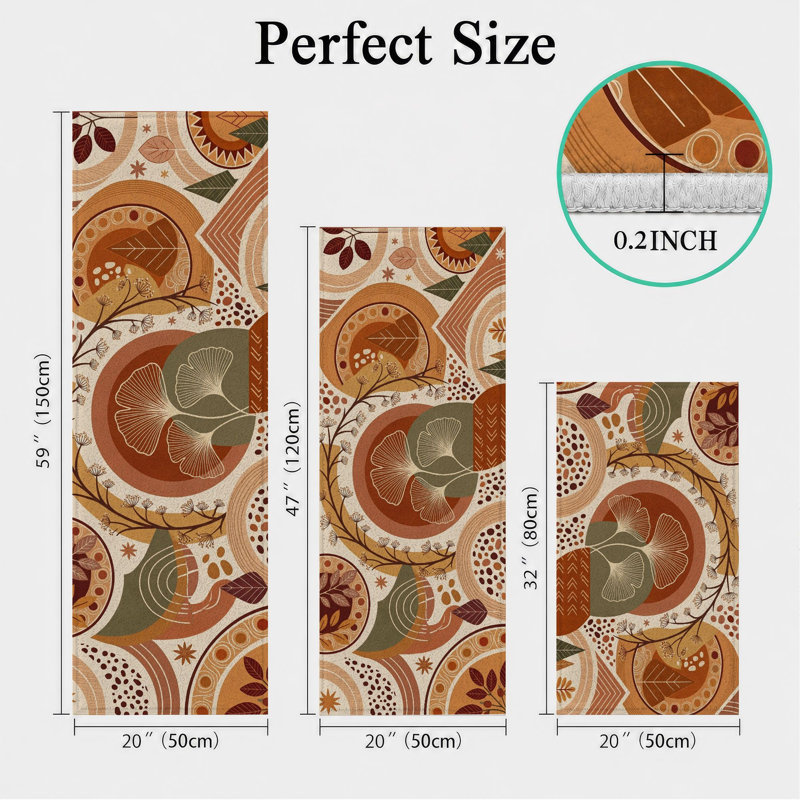 Tapis de cuisine lavables antidérapants Earthy Circles