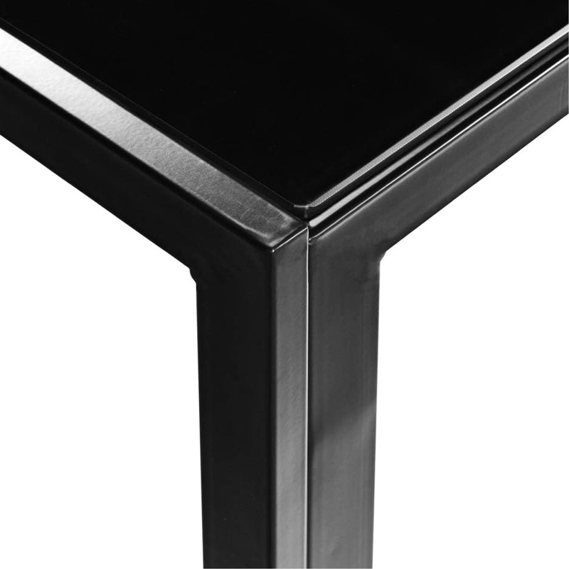 Mobilier de salle à manger avec cadre en métal noir - plateau de table en verre, pouvant accueillir 4