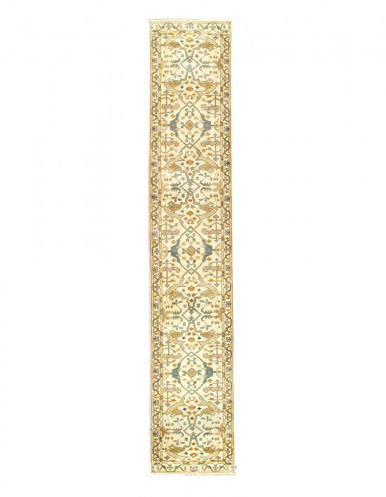 Fine Hand Knotted Oushak Runner 2'6" X 14'