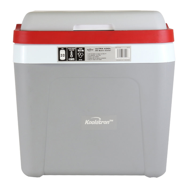 Koolatron Ultra Kool Ice Chest Cooler with Carry Handle - Grey