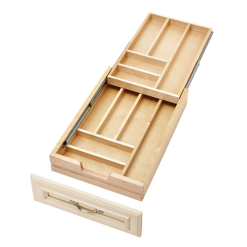 Rev-A-Shelf Two-Tier Cutlery Drawer System w/ BLUM Soft-Close, 4WTCD-18HSC-1, 4.31" H x 18" W x 21.50" D
