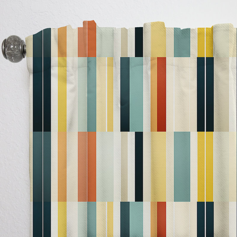 Sleek Midcentury Stripes I - Rideau Midcentury - Rideau géométrique obscurcissant - 1 panneau, L 52 po x L 90 po