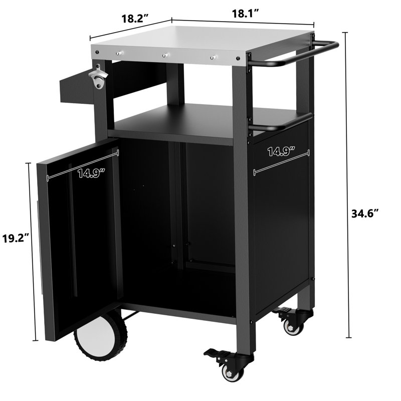 Chariot de gril avec armoire et crochets