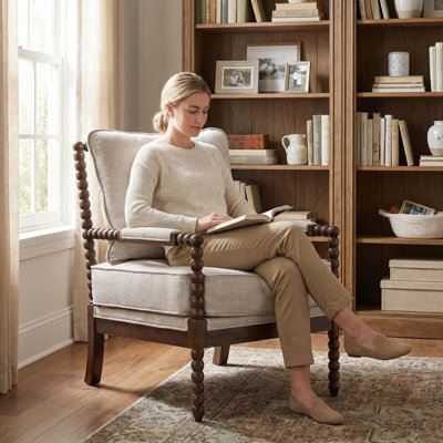 Lorentz Modern Farmhouse Accent Chair 25.5" Wide with Turned Wood and Solid Frame