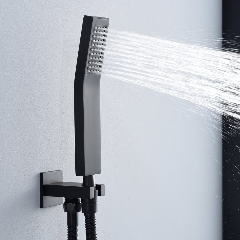 Matte Black Multi-Head Wall-Mounted Shower System with Handheld