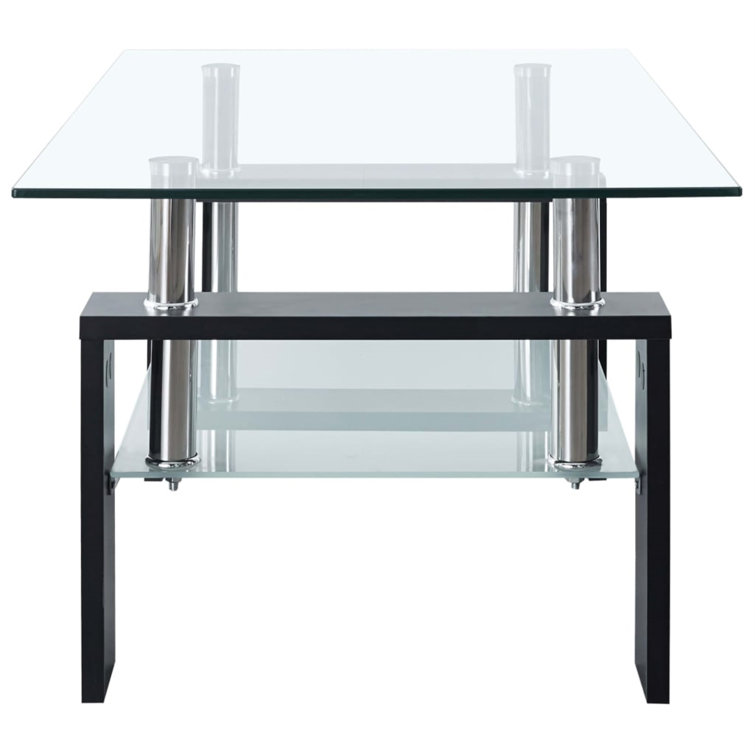 Moe's FI-1097-37-0 Lova Coffee Table in Black Iron, White Marble & Tempered  Glass