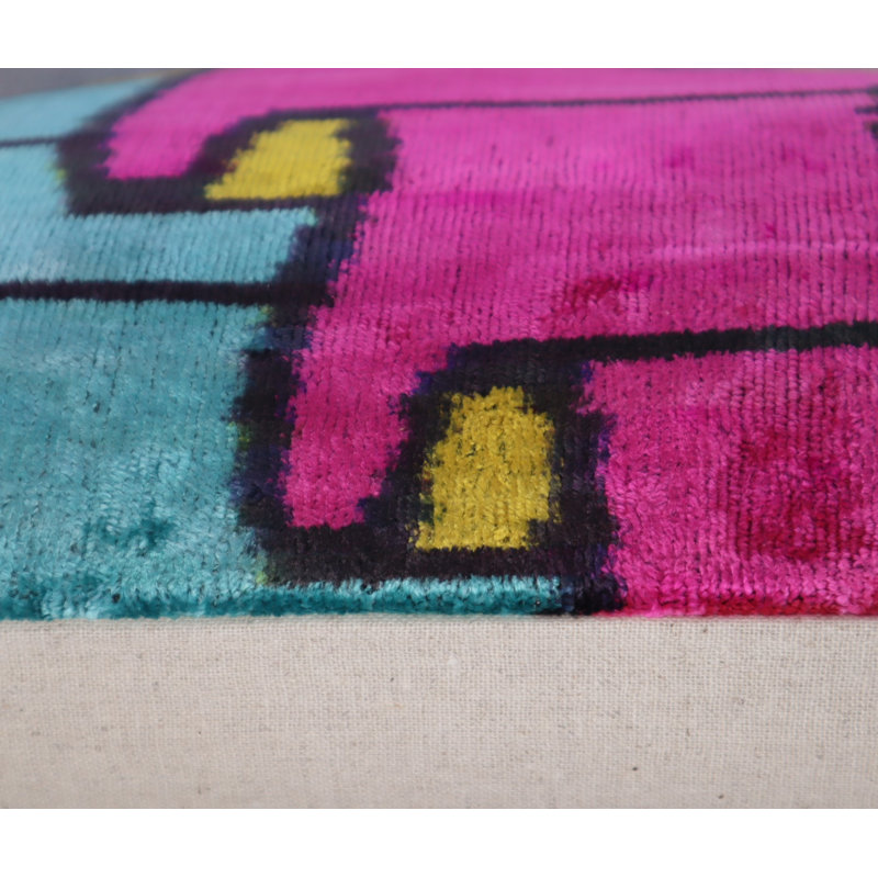 Velvet Rectangular Pillow Cover & Insert, Blue/Pink/Green Geometric 1