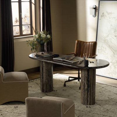 Ponce Desk-Rocky Brown Marble