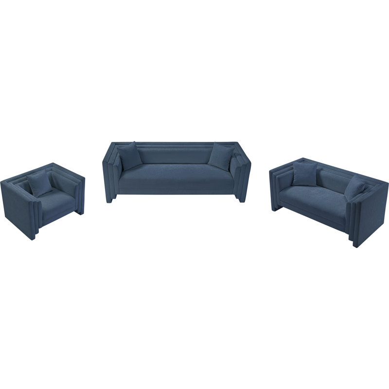 Helmer Chenille Fabric Sofa, Tissu chenille bleu clair
