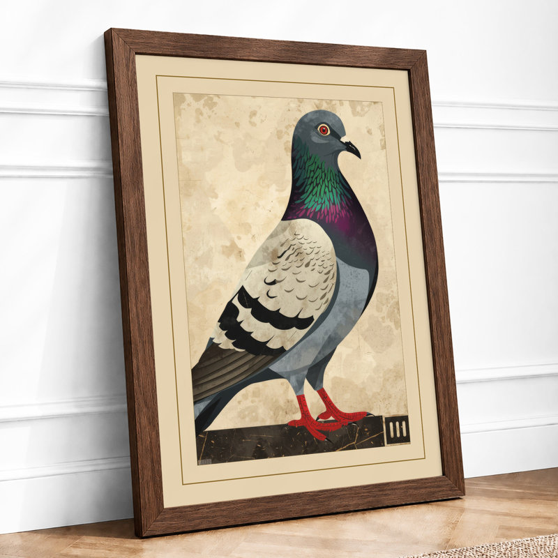 Pigeon Study Vintage - Print, A2 - 59.4 x 42.0 cm, Walnut