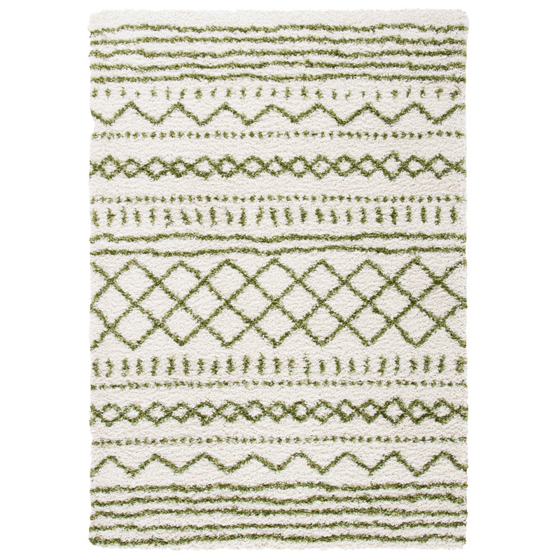 Develin Performance Chevron Rug, Square 5'1", Ivory/Green