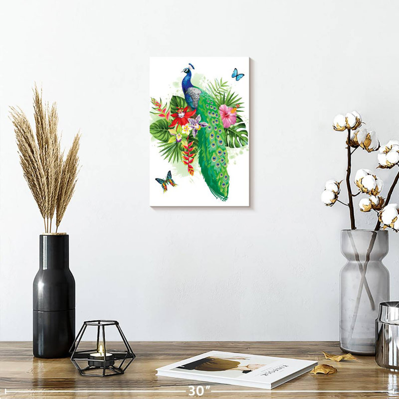 Paon bleu tropical Brampt, H 12 po x l 8 po