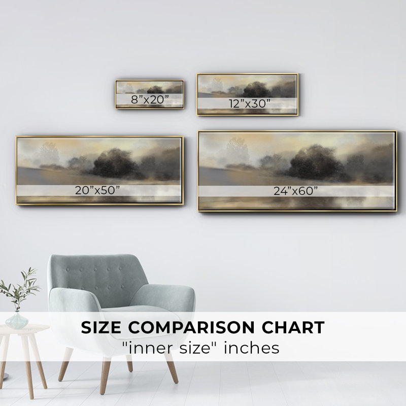 Misty Pond- Framed Canvas, 20" H x 50" W