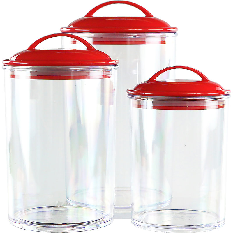 Ensemble de 3 contenants de rangement en acrylique Calypso Basics par Reston Lloyd, Rouge