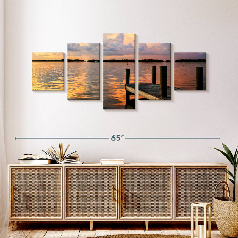 Pink Pier Sunset, H 24 po x l 55 po