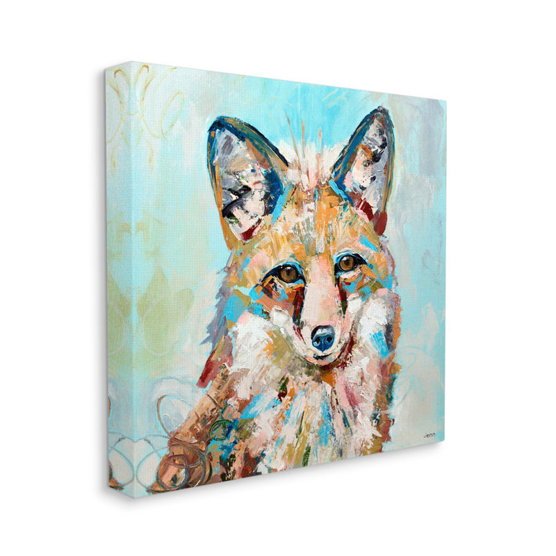Art mural moderne sur toile, "Modern Fox" par Jen Seeley, H 24 po x l 24 po x P 1,5 po