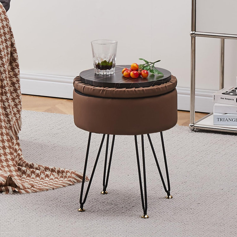 Tabouret de coiffeuse avec rangement, Brun