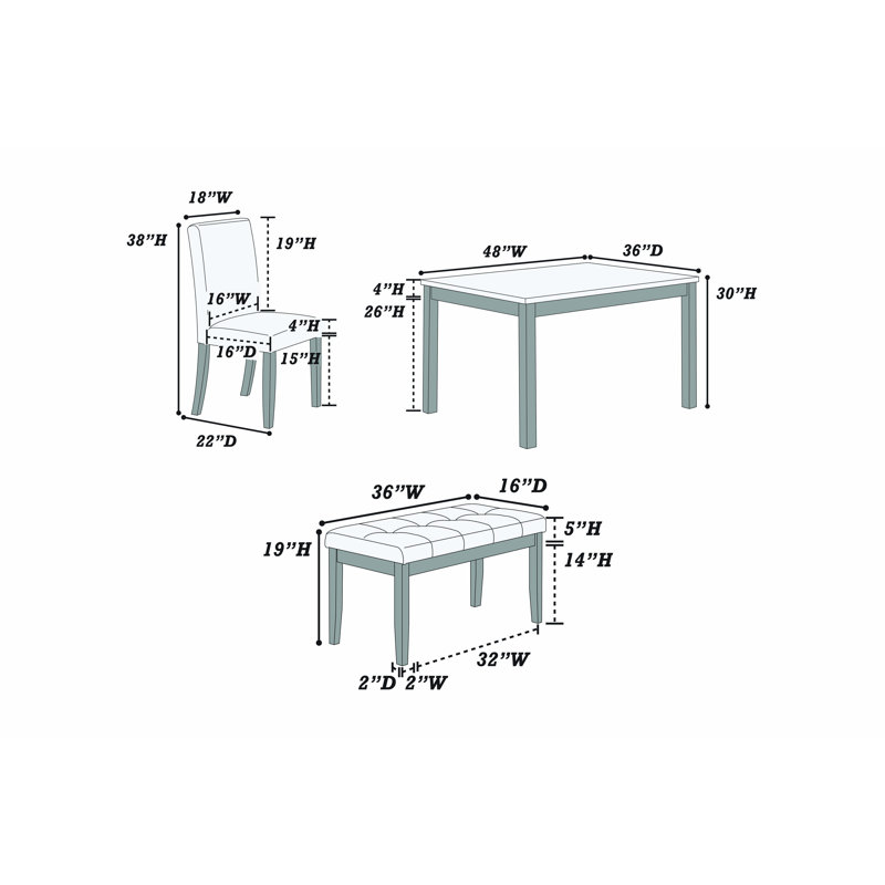 Leclerc 5 Piece Dining Set, White, Black