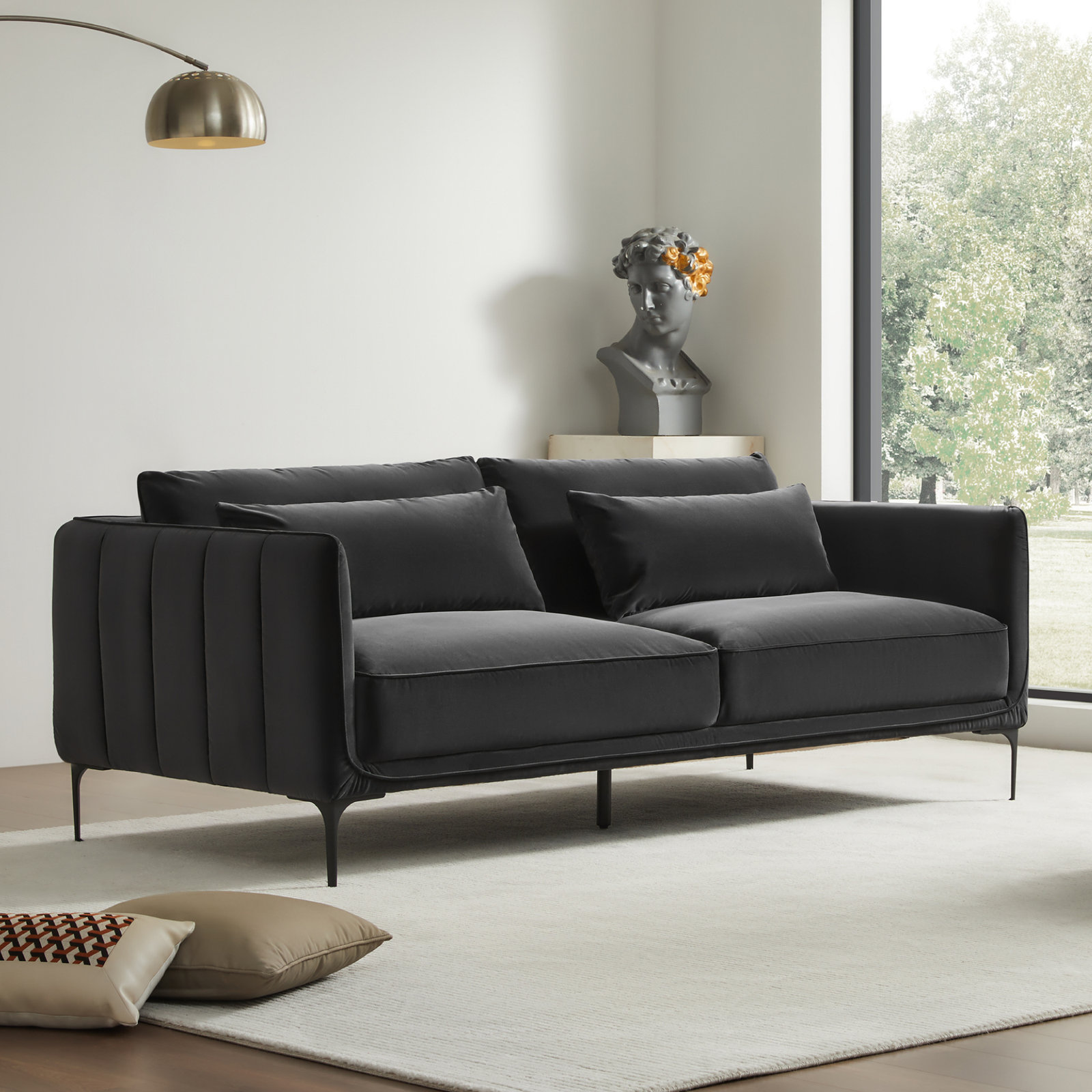 Rae 84'' Upholstered Sofa, Gray Velvet