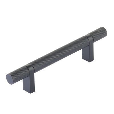 Emtek Select Cabinet Pull 4" C-C, Rectangular Bar Stem, Knurled Bar