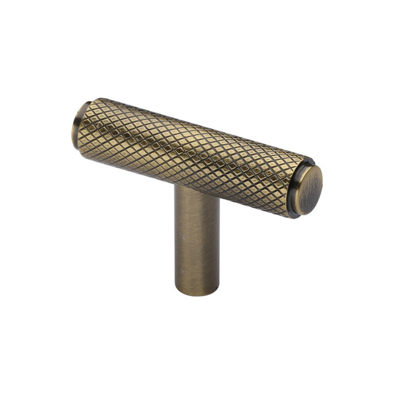 Heritage Brass Cabinet Knob Knurled T-Bar Design 45mm