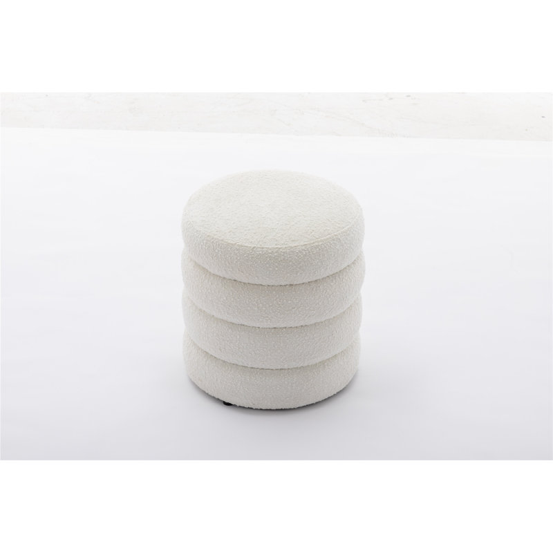 18.5'' Counter Footrest Stool,Boucle Ottoman, White