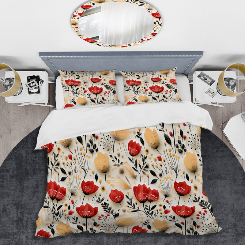 Minimalist Modern Charm Floral Botanics II - Ensemble de housse de couette à motif floral