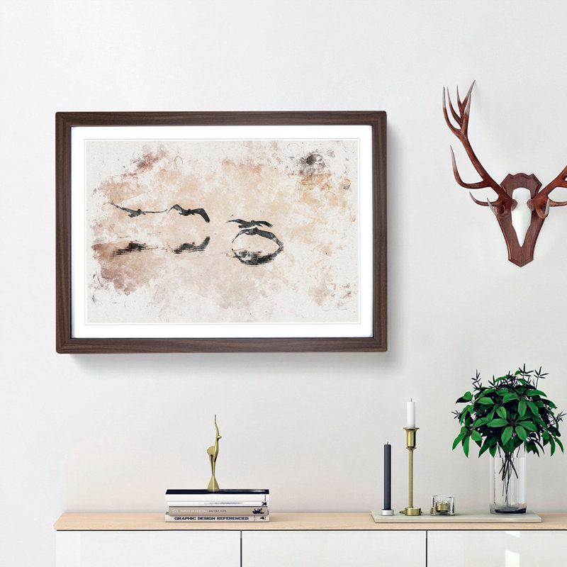 A Flock of Pelicans Watercolour - Picture Frame Graphic Art Print, 45cm H x 63cm W x 2cm D, Walnut Framed