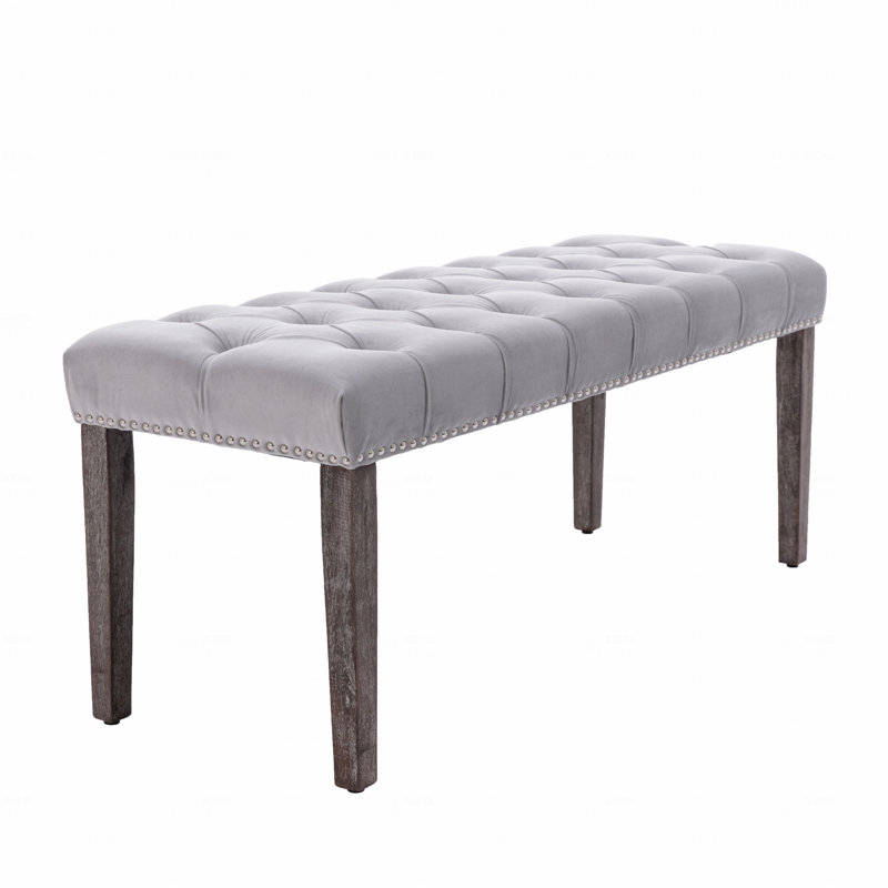 Upholstered Design Tufted Bench Ottoman, Velvet Fabric Upholstered Dining Room Use Bench Bedroom Bench Footrest Stool Accent Bench