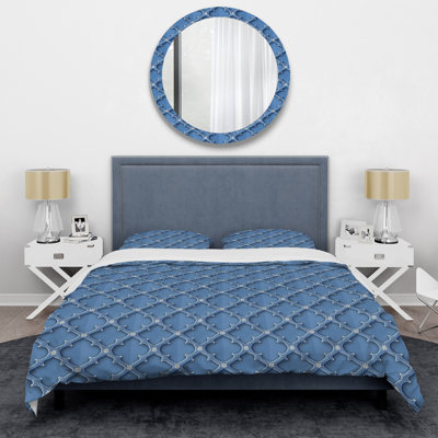 Ensemble de housse de couette Modern Blue Trellis I - Modern