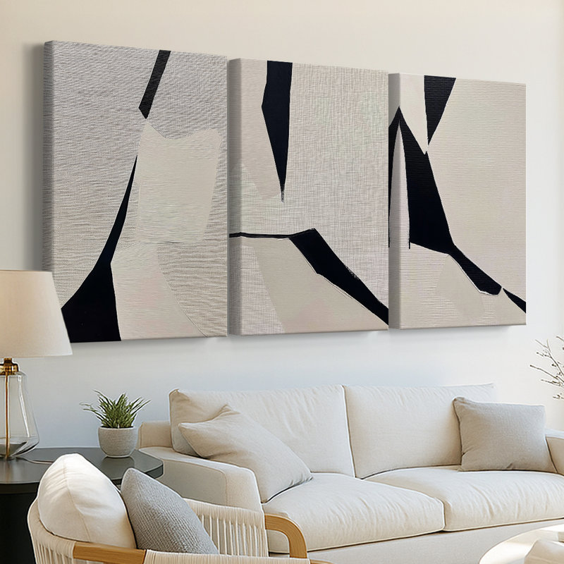 Série ABSTRACT DCXLI - Toile tendue sur mesure - 3 pièces, H 27 po x l 54 po