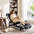 Chaise Lounge Chair, Classic Floating Lounge Chair, Removable Headrest, Faux Leather Chaise Chair, Black