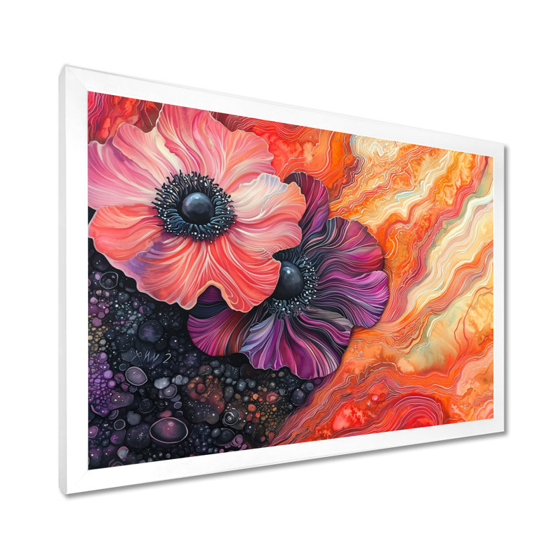 Geode Serenade Of Anemone Flowers II - Poppies, reproduction sur toile, H 34 po x l 44 po, Blanc