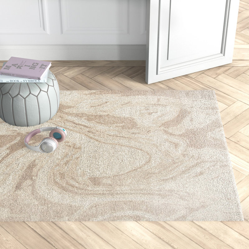 Tapis beige en laine touffeté à la main Aaliyah, Rectangle 5 pi x 8 pi