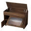 Enceinte moderne 2 en 1 en noyer pour chat, table d'appoint avec rangement et roulettes