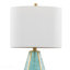 Lampe de table en métal doré avec abat-jour en verre turquoise et lin blanc - ensemble de 2-683031415
