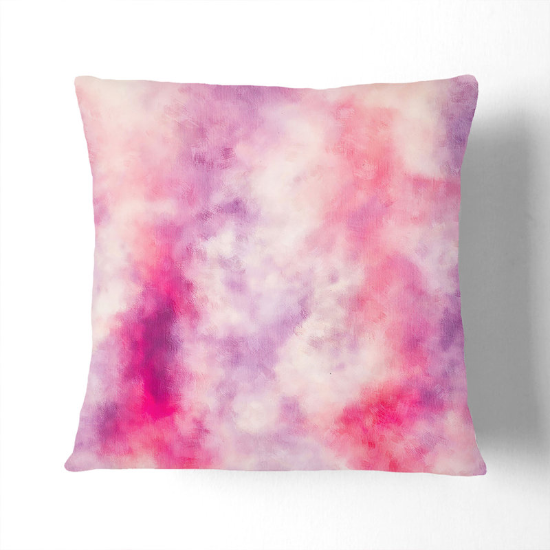 The Pink Clouds Painting Square Throw Cushion, White, 40cm H x 40cm W x 15cm D