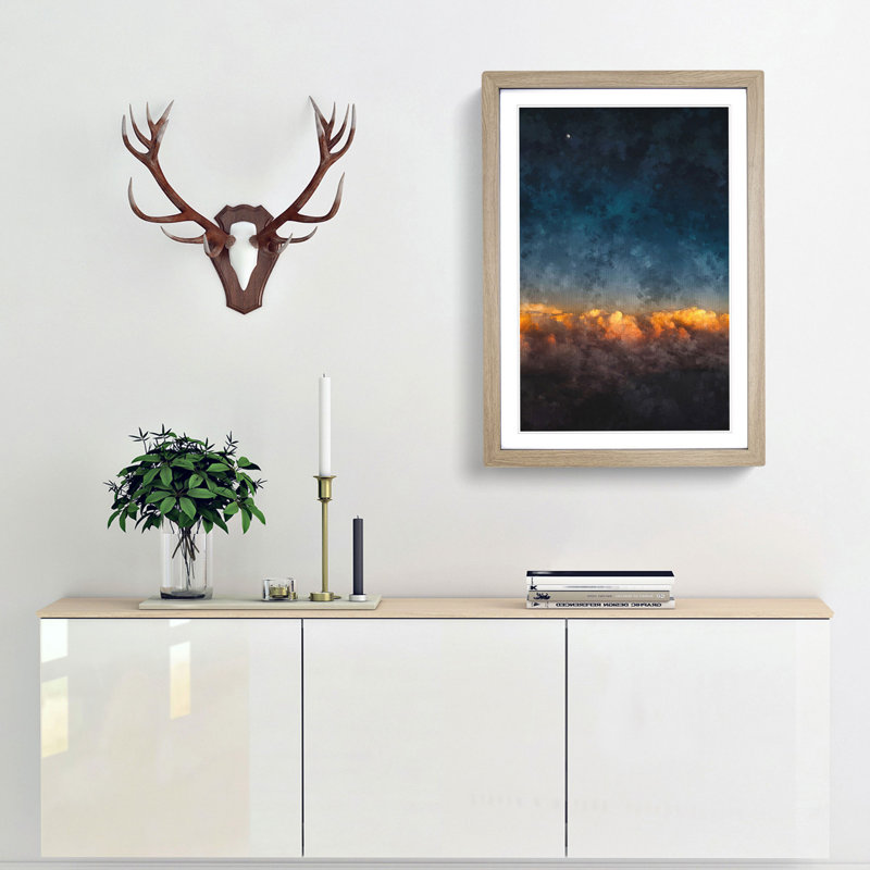 The Moon Above Nebraska - Picture Frame Painting Print, 87cm H x 62cm W x 2cm D, Oak Framed