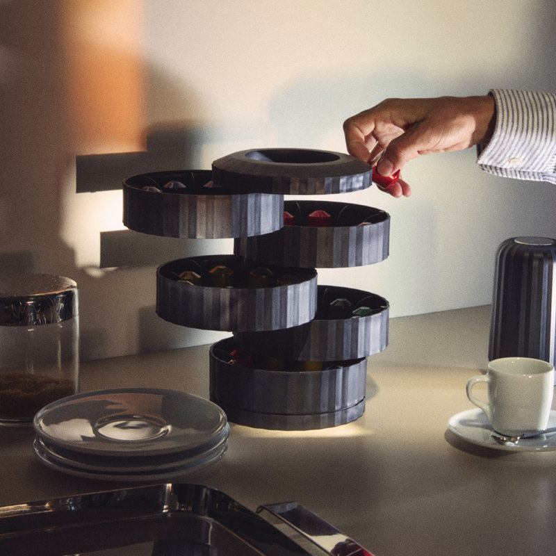 Alessi Plisse Coffee Capsule Holder  , Black