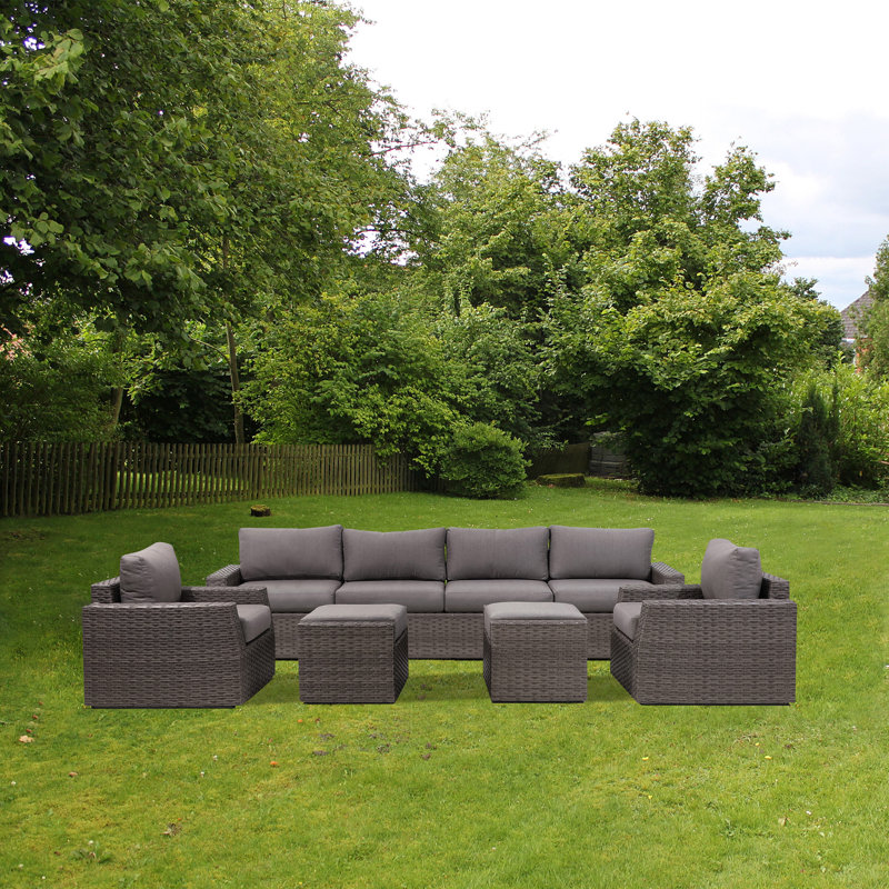 Ensemble de conversation modulaire avec coussins 4 pièces Nichalus, Gris