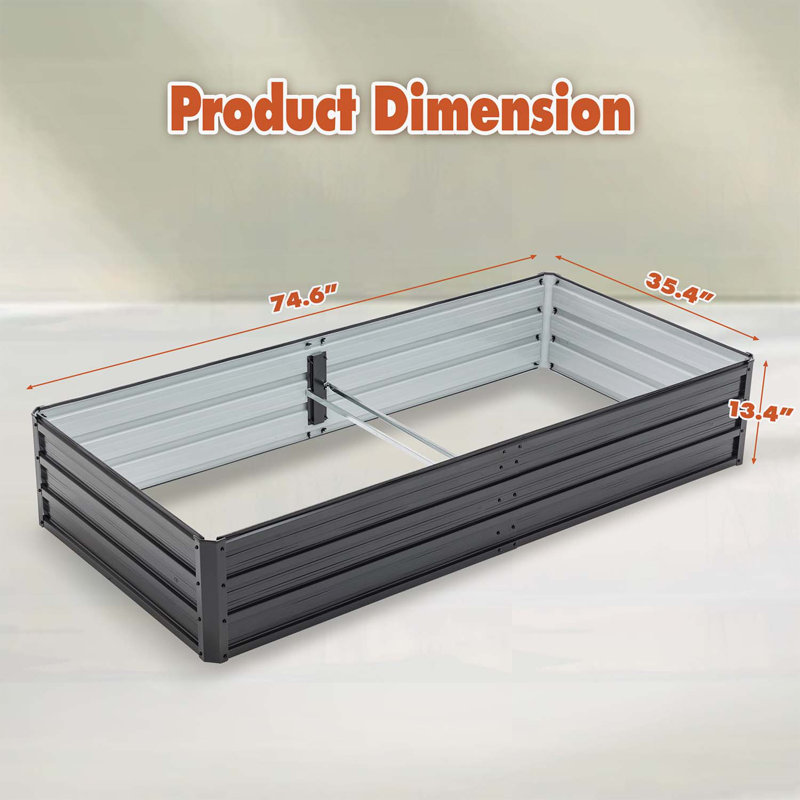 Ensemble de jardin surélevé, boîte à fleurs ergonomique en métal sans pliage, base ouverte pour le drainage - Assemblage facile