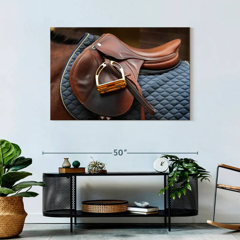 Mehar Brown Leather Saddle, 30" H x 45" W