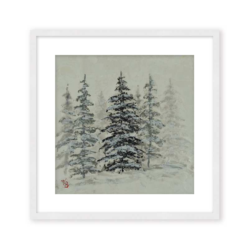 Nature Inspired "Serene Grove" Canvas Wall Art By , 12" H x 12" W, Framed Matted Print, Beige