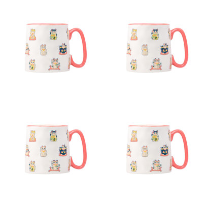10 ounce mug set art Set of 6 Colorful Pottery Coffee Mugs, 10 oz main image 1
