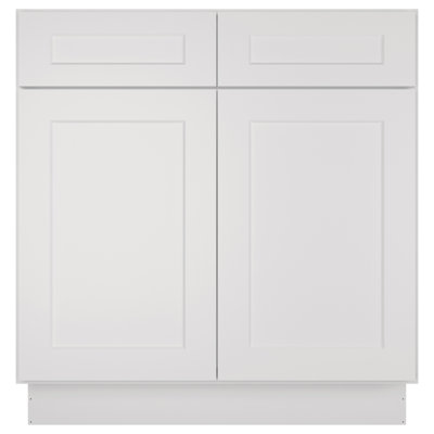 Armoire de base pour évier de cuisine prête à assembler avec tablettes réglables et fermeture en douceur