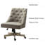 Chaise de travail capitonnée à boutons H 38,5 po Vail avec base en bois manufacturé et massif-293470521